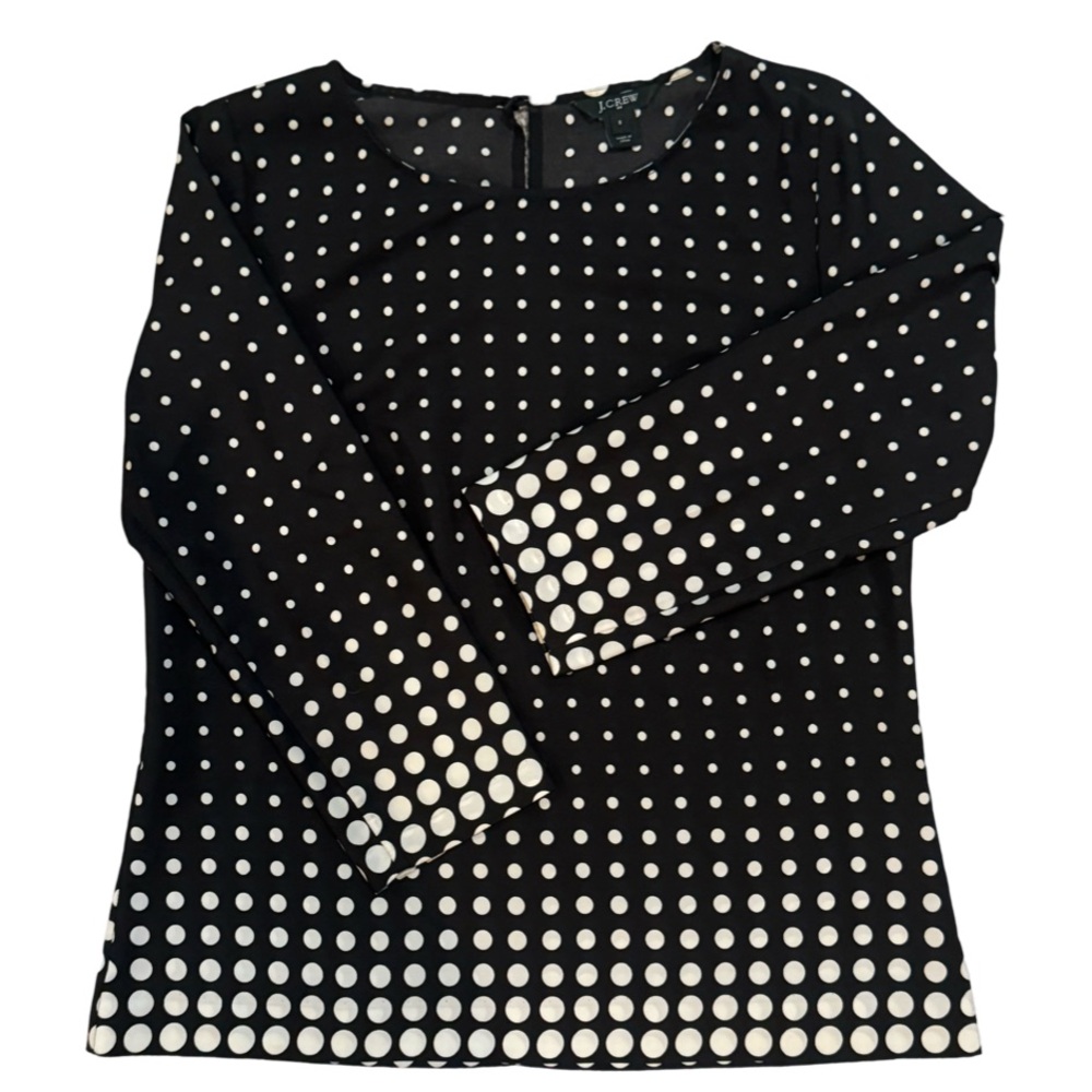 J Crew Polka Dot Cream/Black Blouse size small